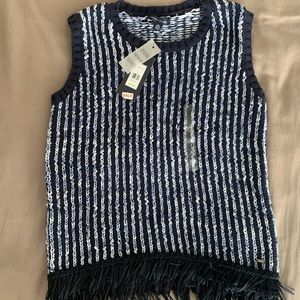 tommy hilfiger navy frilly vest top